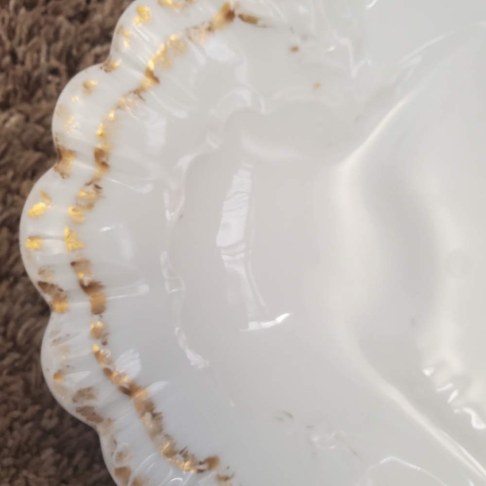 Haviland Co Limoges France White oval Scalloped Serving Platter gold Junor tray - Picture 6 of 12